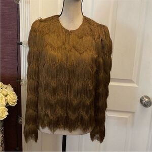 Hoss Intropia Brown Fringe Jacket, S